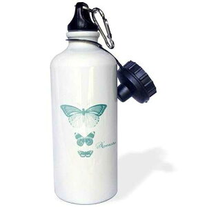 3dRose "Namaste pretty blue butterflies inspirational art" Sports Water Bottle, 21 oz, White