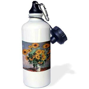 3dRose Sunf by Claude Monet Impressionist Still Life Sports Water Bottle, 21 oz, White