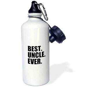 3dRose Best Uncle Ever-Family Gifts for Relatives and Honorary Uncles and Great Uncles-Black Text Sports Water Bottle, 21 oz, White