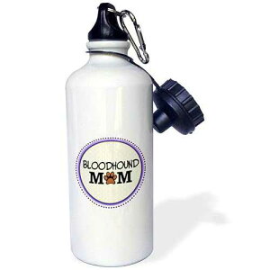 3dRose "Bloodhound Dog Mom-Doggie mama by breed-paw print mum-doggy lover proud Blood Hound pet owner" Sports Water Bottle, 21 oz, White