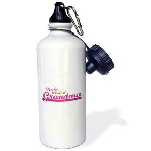 3dRose Worlds Greatest Grandma-Best Grandmother in the world-Granny gifts-pink and gold text Sports Water Bottle, 21 oz, White