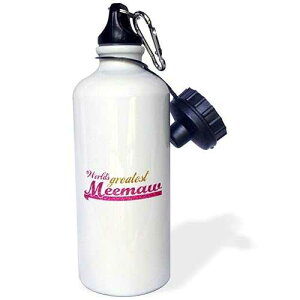 3dRose Worlds Greatest Meemaw-Pink and Gold Text-Gifts for Grandmothers-Best Grandma Nickname Sports Water Bottle, 21 oz, White