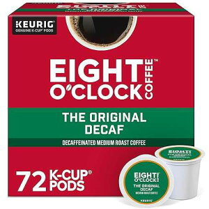 Eight O'Clock Coffee The Original Decaf, Single-Serve Coffee K-Cup Pods, Medium Roast, 12 Count (Pack of 6)