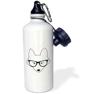 3dRose Cute Hipster Arctic Fox with Glasses Sports Water Bottle, 21 oz, Multicolor