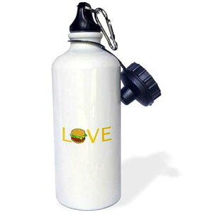 3dRose Love Burgers-yellow text with hamburger O-food foodie typography-Sports Water Bottle, 21oz , 21 oz, Multicolor