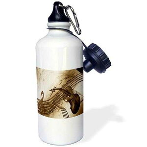3dRose Image of Abstract Violin and Sheet Music in Sepia Tones Sports Water Bottle, 21 oz, Multicolored