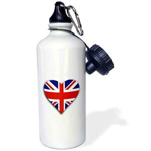 3dRose British Flag Heart-Up Union Jack for England and Britain Fans Sports Water Bottle, 21Oz, Multicolored