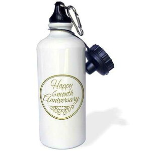 3dRose Happy 6 gold text. 6th month together anniversaries-Sports Water Bottle, 21oz , Multicolored