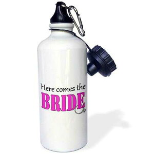 3dRose Here Comes The Bride Pink Sports Water Bottle, 21 oz, Multicolor