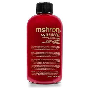 Mehron Makeup Squirt Blood / Realistic Fake Blood For Halloween / Made in the USA / Washable / Special FX, Stage & Screen, Halloween, & Cosplay (9 oz) (BRIGHT ARTERIAL)