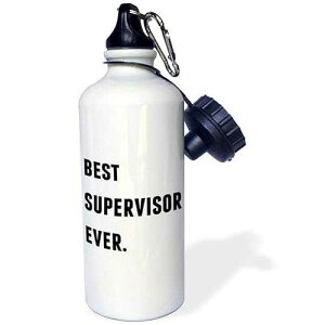 3dRose Best Supervisor Ever, Black Letters On A White Background Sports Water Bottle, 21oz, Multicolored