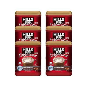 Hills Bros. Instant Sugar-Free Double Mocha Cappuccino Mix - Easy to Use, Enjoy Coffeehouse Flavor From Home - Frothy, Decadent Cappuccino With 0% Sugar and 10g of Carbs (Pack of 6)