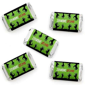 Big Dot of Happiness Zombie Zone - Mini Candy Bar Wrapper Stickers - Halloween or Birthday Zombie Crawl Party Small Favors - 40 Count