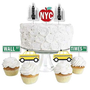 Big Dot of Happiness NYC Cityscape ? �f�U�[�g�J�b�v�P�[�L�g�b�p�[ ? �j���[���[�N�V�e�B�p�[�e�B�[�N���A�g���[�g�s�b�N ? 24�Z�b�g Big Dot of Happiness NYC Cityscape - Dessert Cupcake Toppers - New York City Party C
