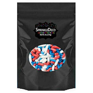 Sprinkle Deco July 4th Patriotic Memorial Day Edible Confetti Sprinkles Jimmie Toppings Mix for Cake Cookie Cupcake IceCream Donut - 6oz Bag (July 4th Independence Day -Red White Blue)