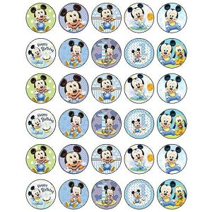 HAPPY CHOICES 30 x Edible Cupcake Toppers Baby Mouse Inspired Collection of Edible Cake Decorations Uncut Edible on Wafer Sheet