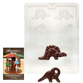 Cybrtrayd Bite Size Dinosaurs Animal Chocolate Candy Mold with Chocolatier's Guide