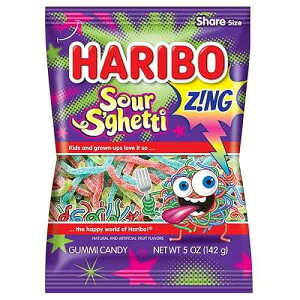 HARIBO Gummi Candy, Z!NG Sour S�fghetti, Sour Gummy Candy, 5 Ounce Bag (Pack of 12) Delicious Soft & Chewy Snacks, Assorted Fruity Flavors
