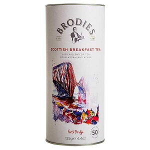 Brodies Estd 1867 Brodies Tea, Scottish Breakfast Tea, Black Tea Imported from Scotland, Canister of 50 Bags (Pack of 1)