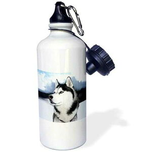 3dRose Siberian Husky Sports Water Bottle, 21 oz, White