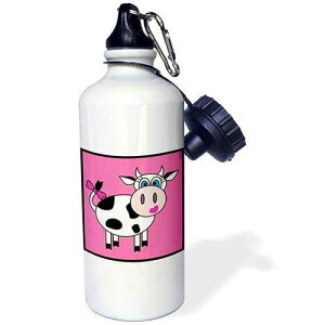 3dRose Happy Cow Girl Sports Water Bottle, 21 oz, White