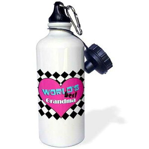 3dRose Worlds Best Grandma Sports Water Bottle, 21 oz, White