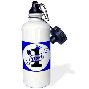 3dRose Number One Dad Blue Sports Water Bottle, 21 oz, White