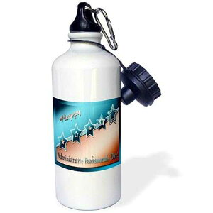 3dRose Administrative Professionals Day, Copper and Blue Sports Water Bottle, 21 oz, White