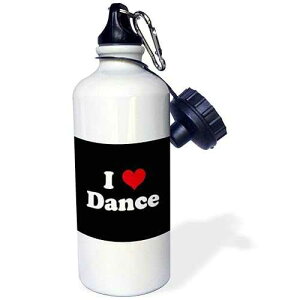 3dRose I Love Dance Sports Water Bottle, 21 oz, White