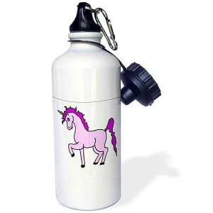 3dRose Cute Pink and Purple Unicorn Sports Water Bottle, 21 oz, White