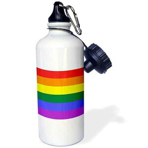 3dRose Rainbow Flag Gay Lesbian Pride Icon Sports Water Bottle, 21 oz, White