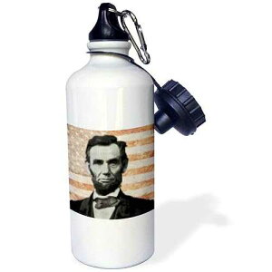 3dRose Abraham Lincoln-President Abraham Lincoln, Designed Using a Cool Pixel Effect Sports Water Bottle, 21 oz, White