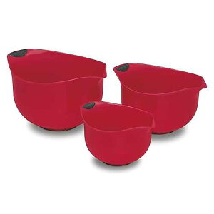 Cuisinart Set of 3 BPA-free Mixing Bowls, Red