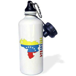 3dRose Venezuelan flag in outline map and letters of Venezuela Sports Water Bottle, 21 oz, White