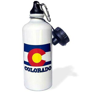 3dRose Colorado State Flag in The Outline Map and Letters of Colorado Sports Water Bottle, 21 oz, White