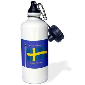 3dRose "The flag of Sweden with Kingdom of Sweden in English and Swedish." Sports Water Bottle, 21 oz, White