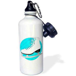 3dRose Figure Skating Gifts-Blue Ice Skate on Stripes Sports Water Bottle, 21 oz, White