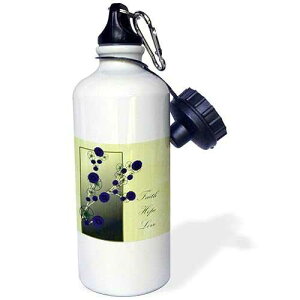 3dRose "Inspirational Faith, Hope and Love Purple F" Sports Water Bottle, 21 oz, White