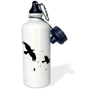 3dRose A Murder of Crows-animal, bird, birds, crow, Halloween, myth, mythological, mythology, silhouette Sports Water Bottle, 21 oz, White