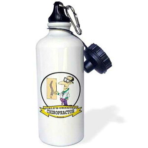 3dRose "Funny Worlds Greatest Chiropractor Occupation Job Cartoon" Sports Water Bottle, 21 oz, White