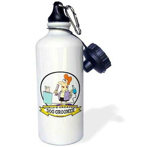3dRose Funny Worlds Greatest Dog Groomer X|[cEH[^[{gA21 IXAzCg 3dRose Funny Worlds Greatest Dog Groomer Women Cartoon Sports Water Bottle, 21 oz, White