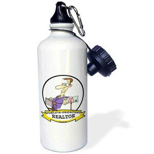 3dRose "Funny Worlds Greatest Realtor Male Occupation Job Cartoon" Sports Water Bottle, 21 oz, White