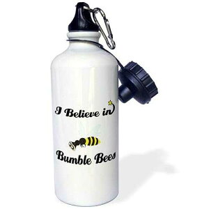 3dRose I Believe In Bumble Bees Sports Water Bottle, 21 oz, White