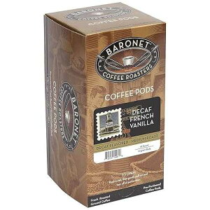 Baronet Coffee Pods [DECAF French Vanilla-54 Pods] Flavored Single Cup Use, Compatible with Senseo Coffee Machines [3 Boxes of 18 Single Serve 10 Gram Pads] Reg. Strength Soft Coffee Pods, Med Roast