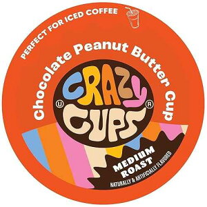 Crazy Cups Chocolate Peanut Butter Hot or Iced Coffee Cup, Single Serve for Keurig K-Cups Machines, Medium Roast in Recyclable Pods, 22 Count (Pack of 1)