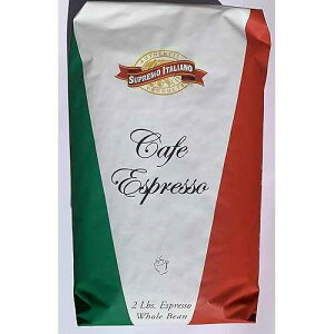 Supremo Italiano Cafe Expresso Whole Bean Coffee Cafe Gourmet Coffee Classic Italian Espresso 2 Lb, Black