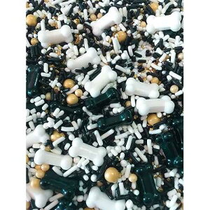 Sprinkle Deco Large Dog Bone Black White Brown Confetti Sprinkles Cake Cookie Cupcake Donut Decoration Topper Quins 4oz