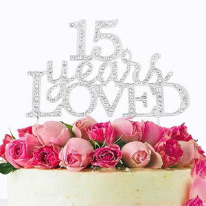 15NĂNX^P[Lgbp[ 15΂̒a⌋15NLO CXg[ ^p[eB[fR[V Vo[ LINGPAR 15 Years Loved Crystal Cake Topper For 15 Years Birthday Or 15th W