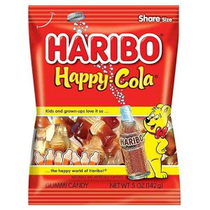 HARIBO Gummi Candy, Happy-Cola Gummy Candy Soda Bottles, 5 Ounce Share Size Bags (Pack of 12) Delicious Soft & Chewy Sweet Snacks, Classic Cola Flavor