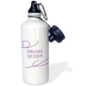 3dRose Drama Queen Sports Water Bottle, 21 oz, White